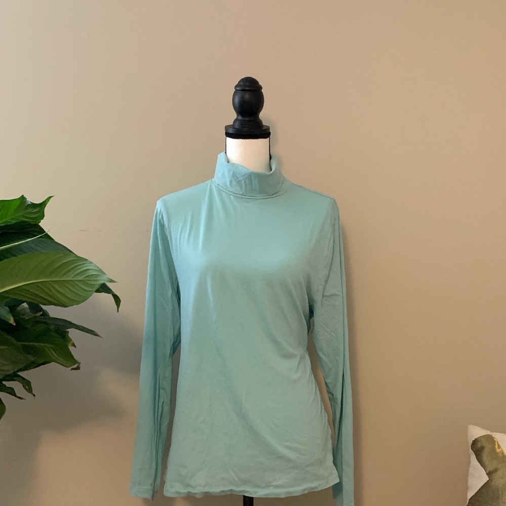 D O N A T E D 
J Crew Women's Light Blue Turtleneck shirt xxl EUC B62